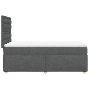 Κρεβάτι Boxspring με Στρώμα Σκούρο Γκρι 90x190 εκ. Υφασμάτινο - Pakobazaar