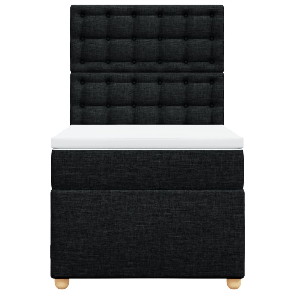 Κρεβάτι Boxspring με Στρώμα Μαύρο 90x190 εκ.Υφασμάτινο - Pakobazaar