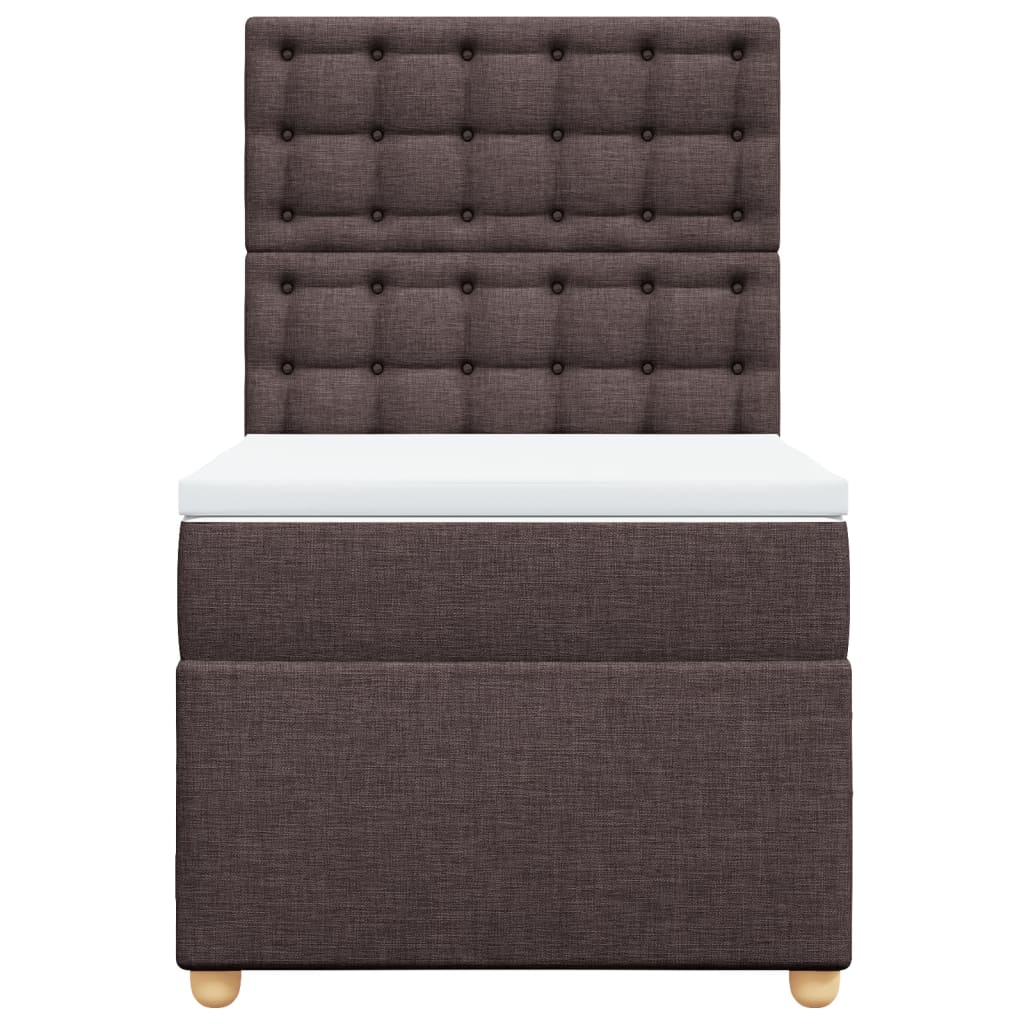 Κρεβάτι Boxspring με Στρώμα Σκούρο Καφέ 90x190 εκ. Υφασμάτινο - Pakobazaar