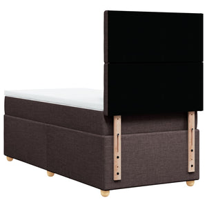 Κρεβάτι Boxspring με Στρώμα Σκούρο Καφέ 90x190 εκ. Υφασμάτινο - Pakobazaar