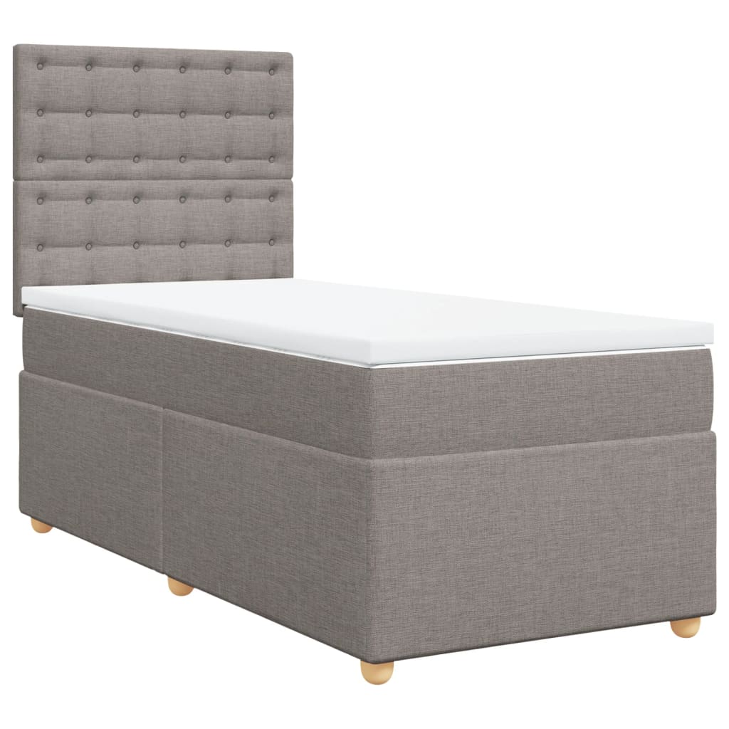 Κρεβάτι Boxspring με Στρώμα Taupe 90x190 εκ.Υφασμάτινο - Pakobazaar
