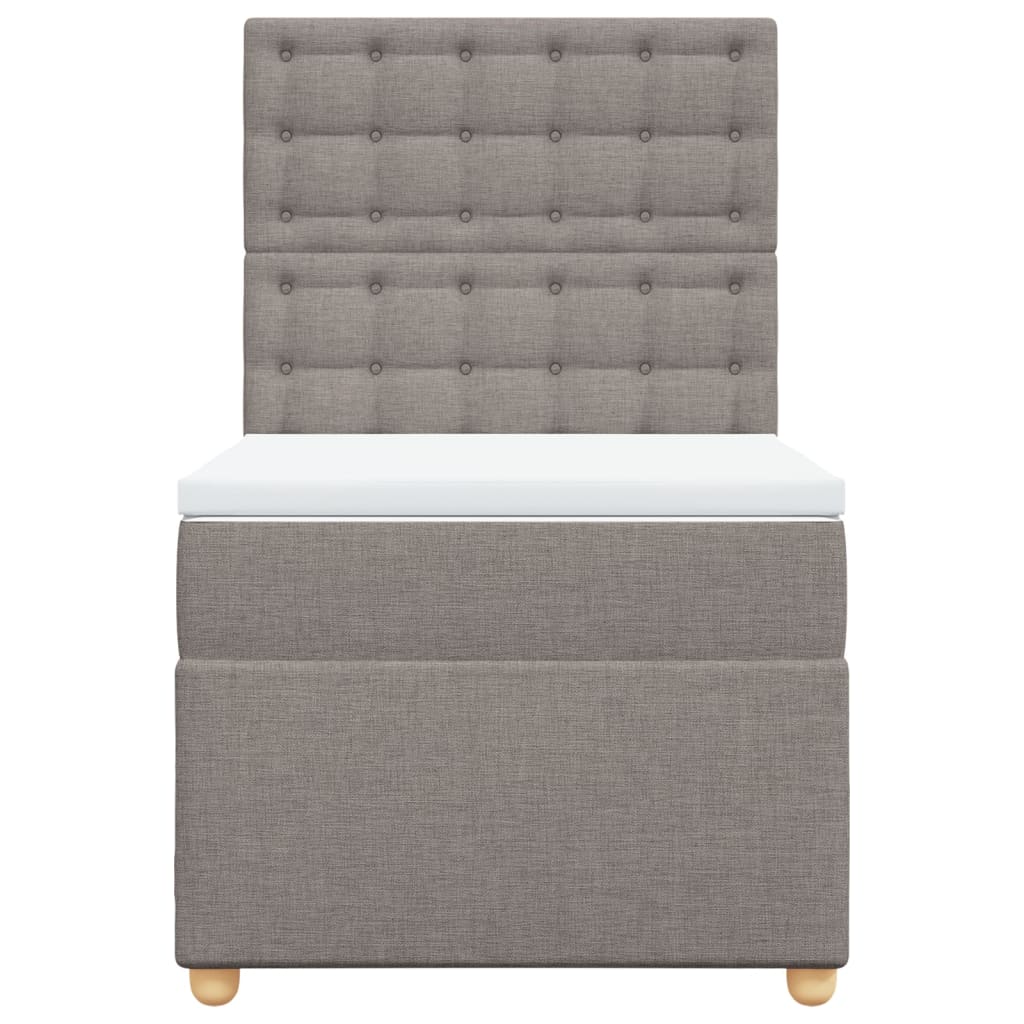 Κρεβάτι Boxspring με Στρώμα Taupe 90x190 εκ.Υφασμάτινο - Pakobazaar