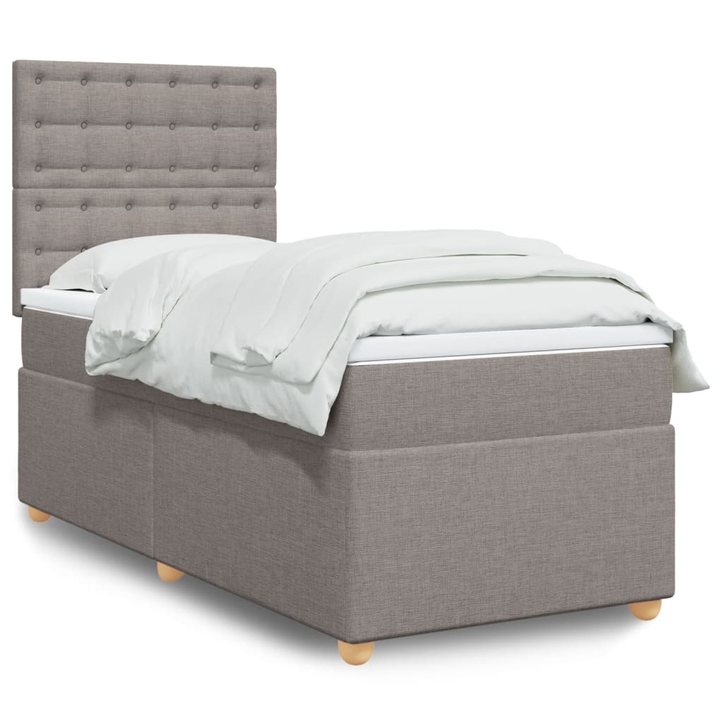 Κρεβάτι Boxspring με Στρώμα Taupe 90x190 εκ.Υφασμάτινο - Pakobazaar
