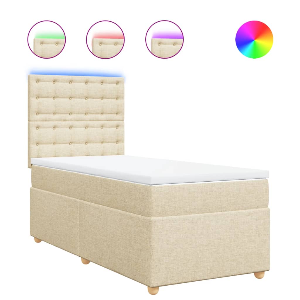 Κρεβάτι Boxspring με Στρώμα Κρεμ 90x190 εκ.Υφασμάτινο