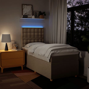Κρεβάτι Boxspring με Στρώμα Κρεμ 90x190 εκ.Υφασμάτινο