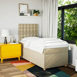 Κρεβάτι Boxspring με Στρώμα Κρεμ 90x190 εκ.Υφασμάτινο