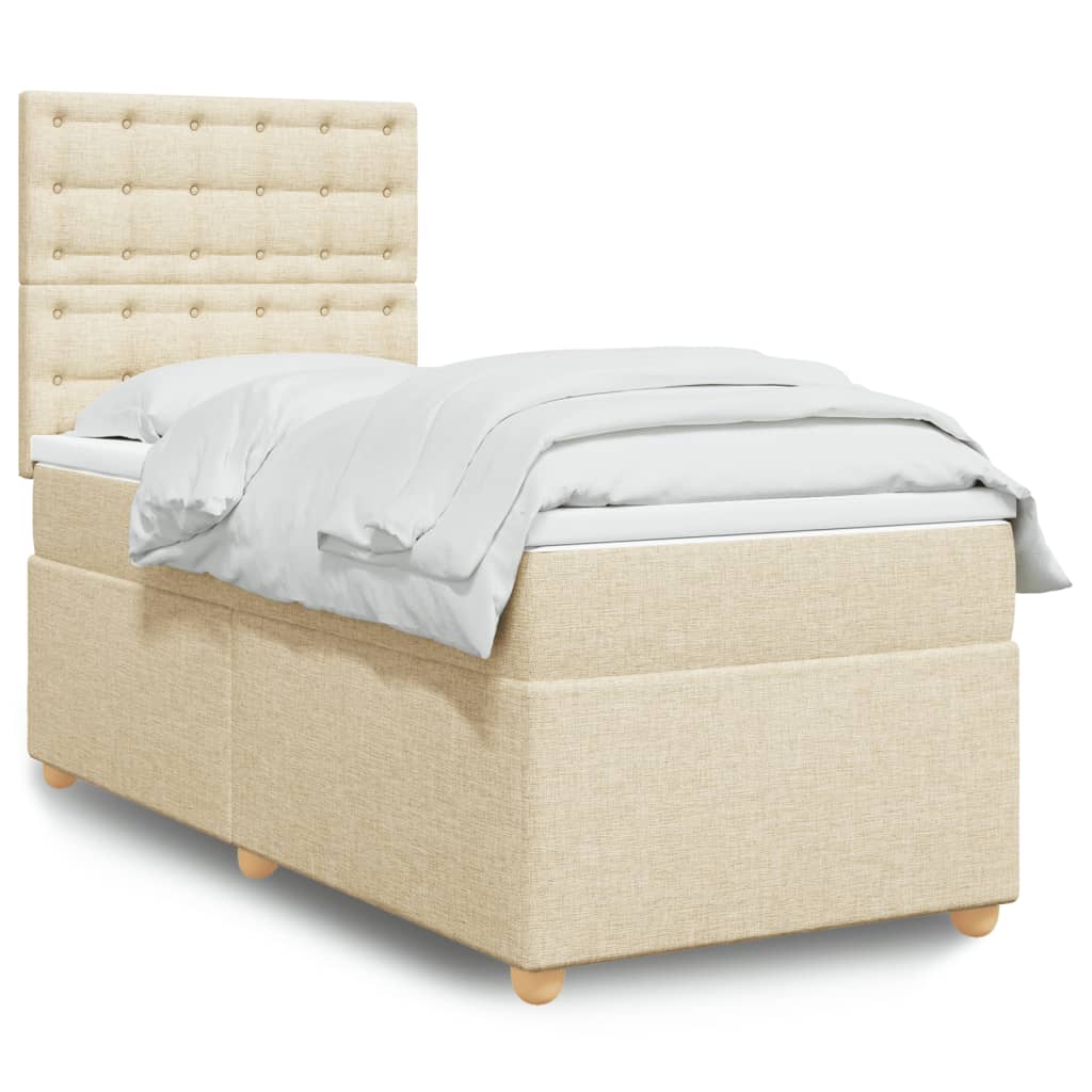 Κρεβάτι Boxspring με Στρώμα Κρεμ 90x190 εκ.Υφασμάτινο