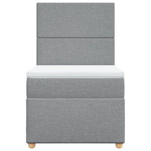 Κρεβάτι Boxspring με Στρώμα Ανοιχτό Γκρι 90x200 εκ. Υφασμάτινο