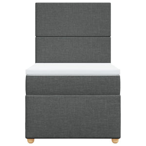 Κρεβάτι Boxspring με Στρώμα Σκούρο Γκρι 90x200 εκ. Υφασμάτινο - Pakobazaar
