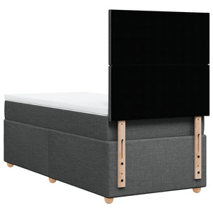 Κρεβάτι Boxspring με Στρώμα Σκούρο Γκρι 90x200 εκ. Υφασμάτινο - Pakobazaar