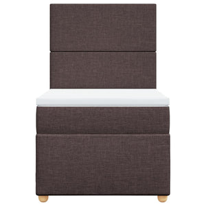Κρεβάτι Boxspring με Στρώμα Σκούρο Καφέ 90x200 εκ. Υφασμάτινο - Pakobazaar