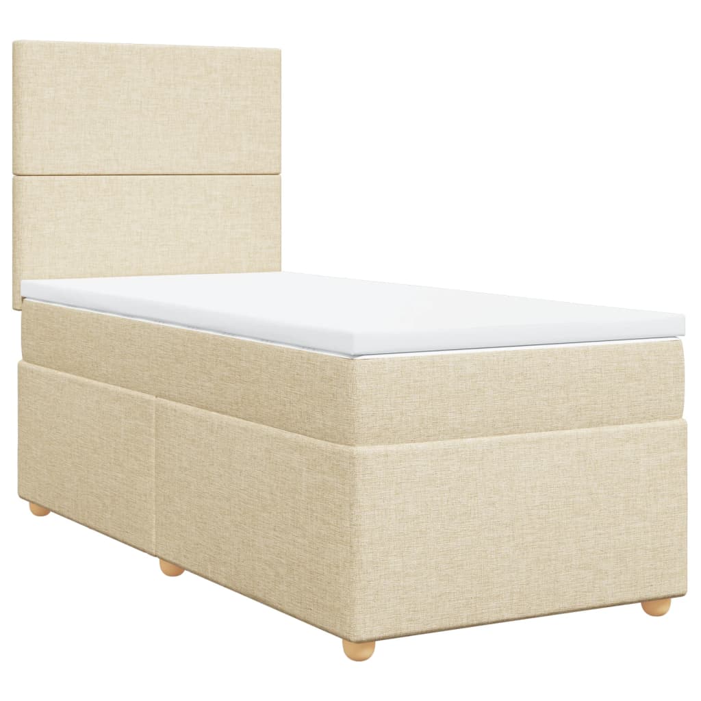 Κρεβάτι Boxspring με Στρώμα Κρεμ 90x200 εκ.Υφασμάτινο