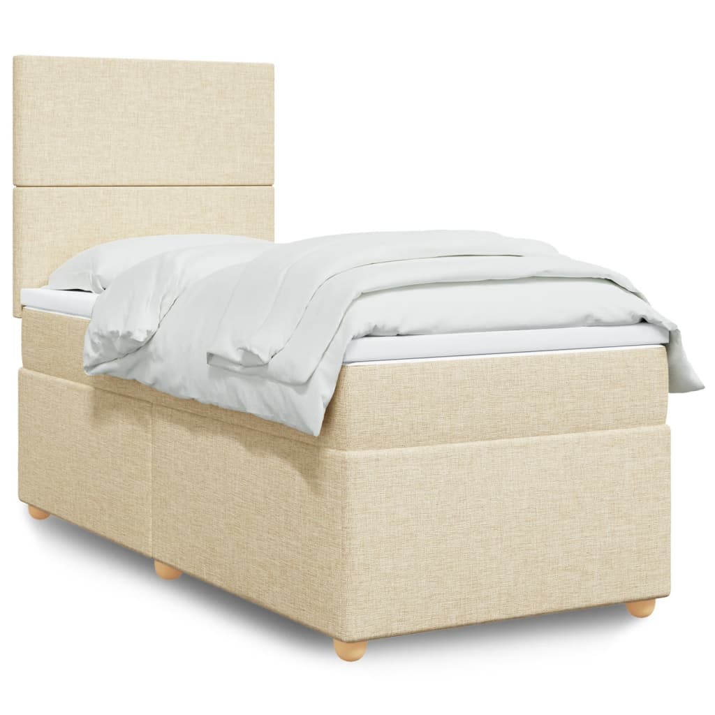 Κρεβάτι Boxspring με Στρώμα Κρεμ 90x200 εκ.Υφασμάτινο