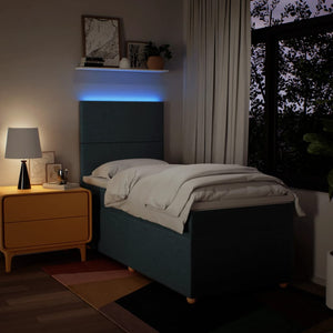 Κρεβάτι Boxspring με Στρώμα Μπλε 90x200 εκ.Υφασμάτινο - Pakobazaar