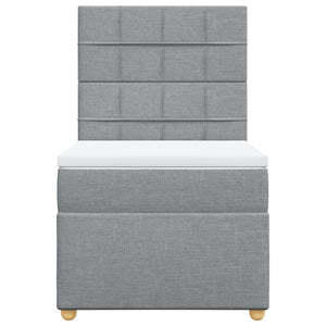 Κρεβάτι Boxspring με Στρώμα Ανοιχτό Γκρι 90x200 εκ. Υφασμάτινο - Pakobazaar