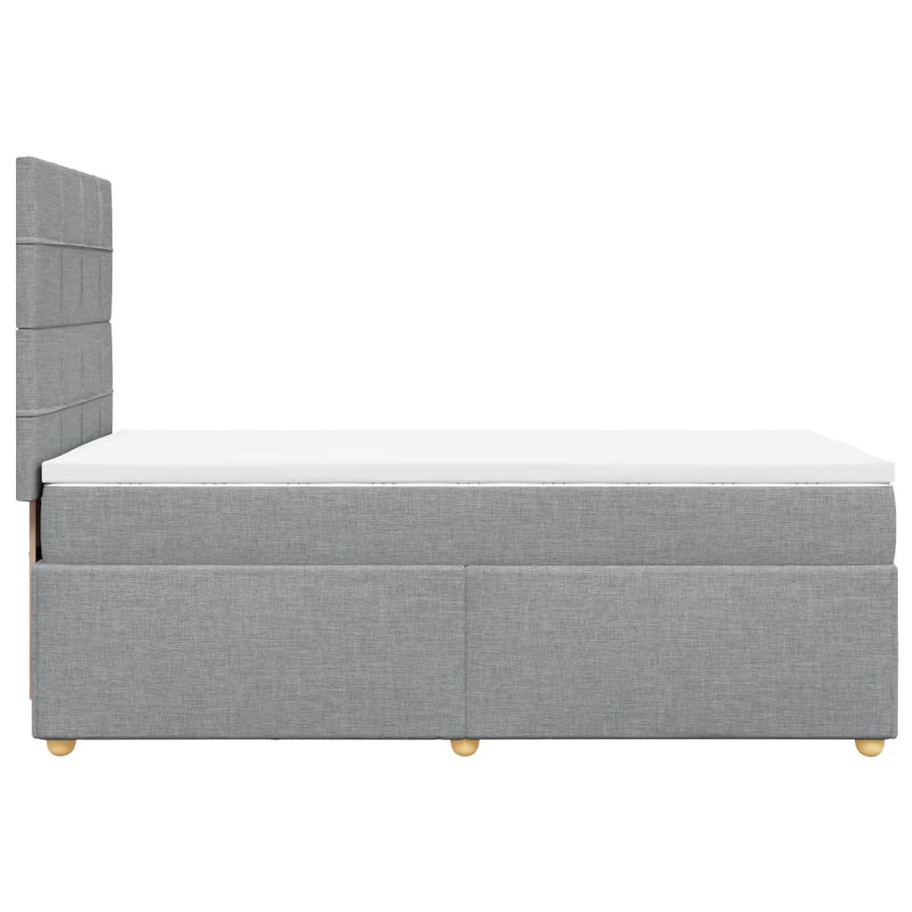 Κρεβάτι Boxspring με Στρώμα Ανοιχτό Γκρι 90x200 εκ. Υφασμάτινο - Pakobazaar