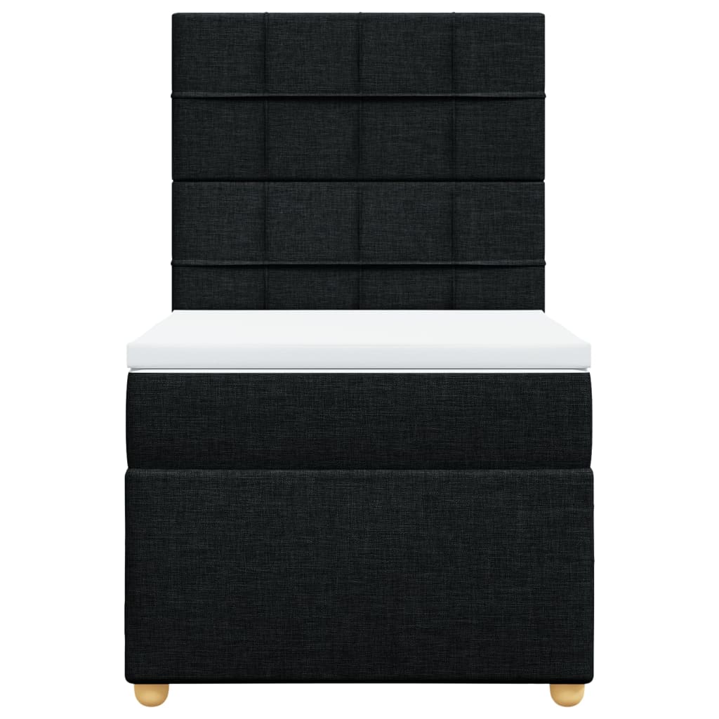 Κρεβάτι Boxspring με Στρώμα Μαύρο 90x200 εκ. Υφασμάτινο - Pakobazaar