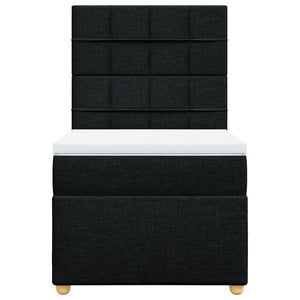 Κρεβάτι Boxspring με Στρώμα Μαύρο 90x200 εκ. Υφασμάτινο - Pakobazaar