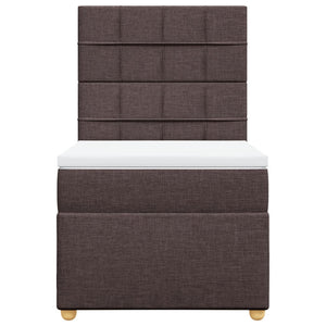 Κρεβάτι Boxspring με Στρώμα Σκούρο Καφέ 90x200 εκ. Υφασμάτινο - Pakobazaar