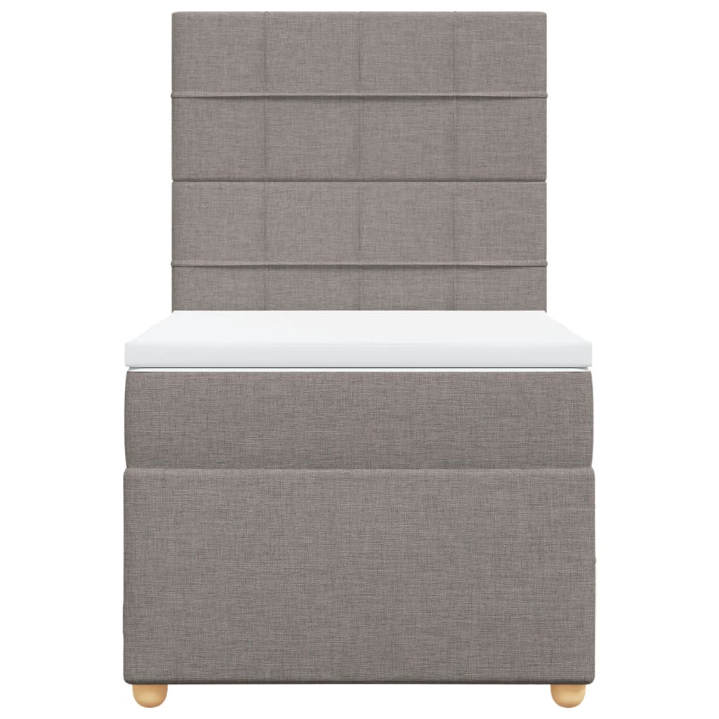 Κρεβάτι Boxspring με Στρώμα Taupe 90x200 εκ. Υφασμάτινο - Pakobazaar
