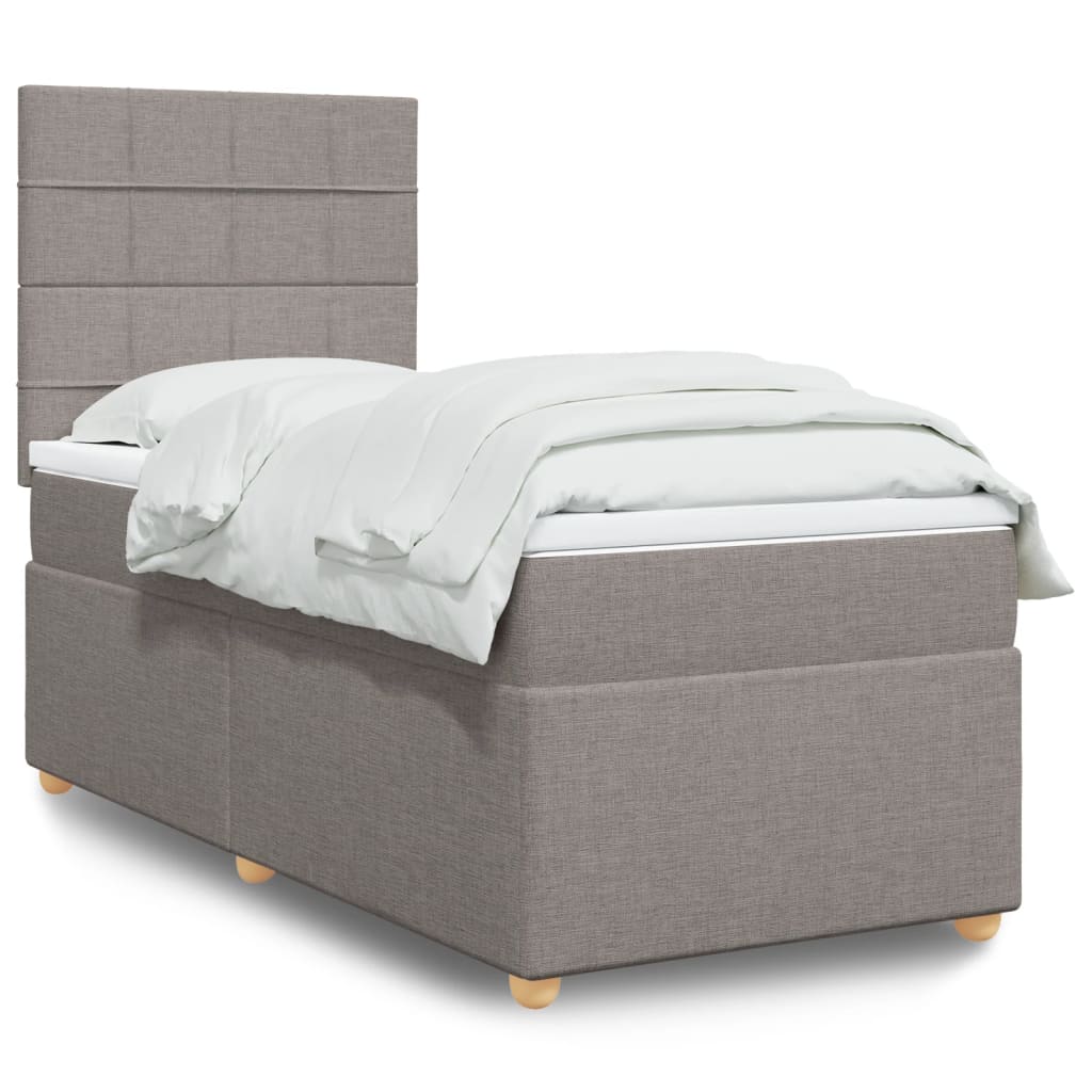 Κρεβάτι Boxspring με Στρώμα Taupe 90x200 εκ. Υφασμάτινο - Pakobazaar