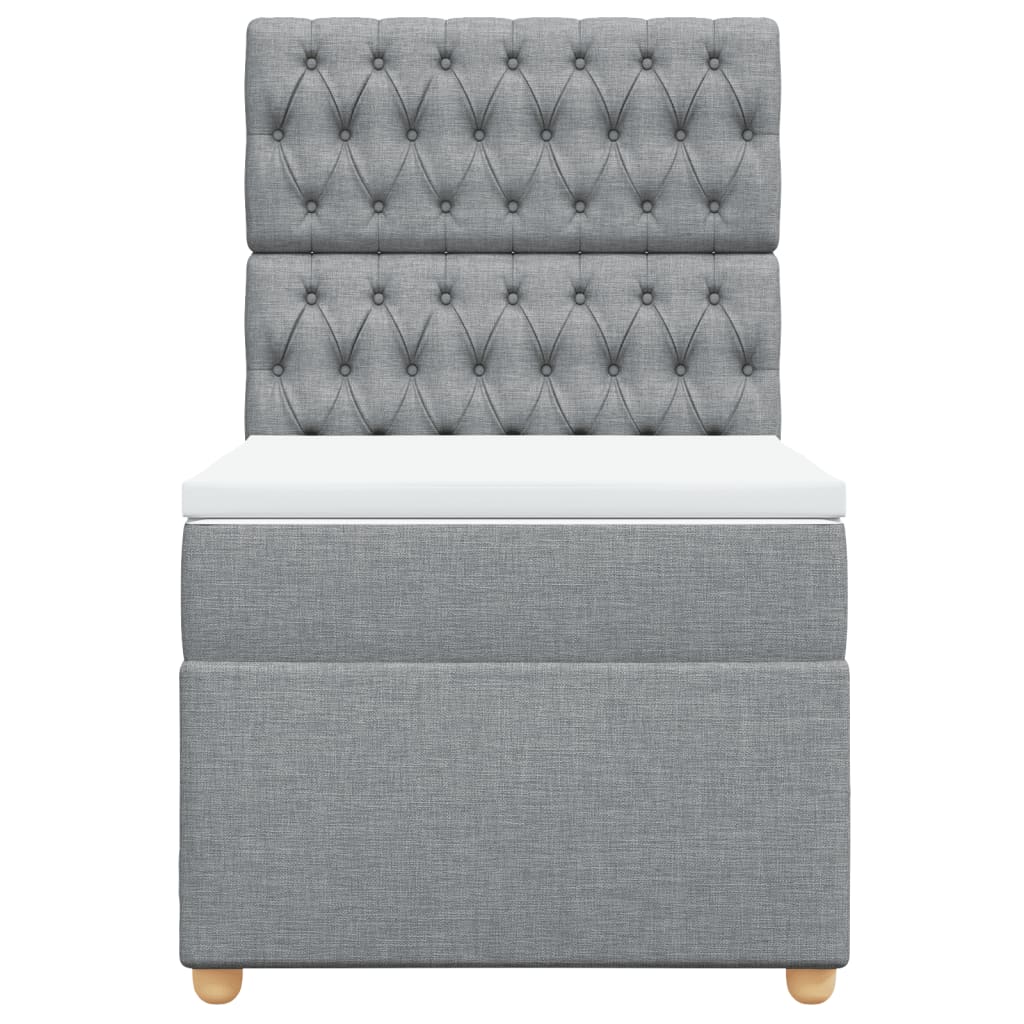 Κρεβάτι Boxspring με Στρώμα Ανοιχτό Γκρι 90x200 εκ. Υφασμάτινο - Pakobazaar