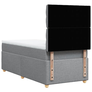 Κρεβάτι Boxspring με Στρώμα Ανοιχτό Γκρι 90x200 εκ. Υφασμάτινο - Pakobazaar