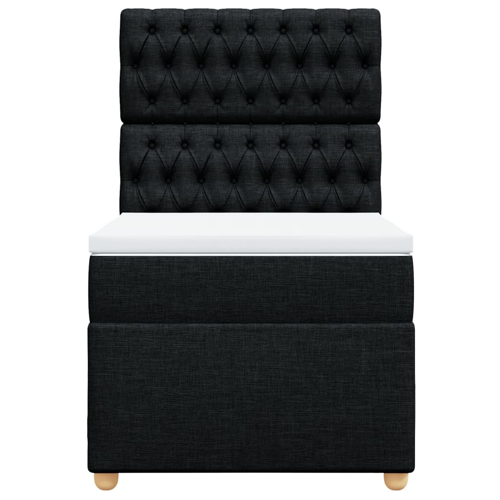 Κρεβάτι Boxspring με Στρώμα Μαύρο 90x200 εκ. Υφασμάτινο - Pakobazaar