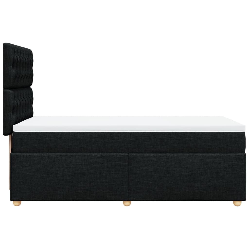Κρεβάτι Boxspring με Στρώμα Μαύρο 90x200 εκ. Υφασμάτινο - Pakobazaar