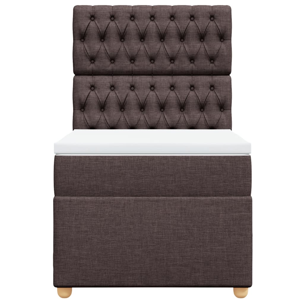Κρεβάτι Boxspring με Στρώμα Σκούρο Καφέ 90x200 εκ. Υφασμάτινο