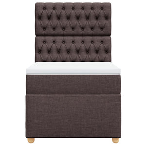 Κρεβάτι Boxspring με Στρώμα Σκούρο Καφέ 90x200 εκ. Υφασμάτινο