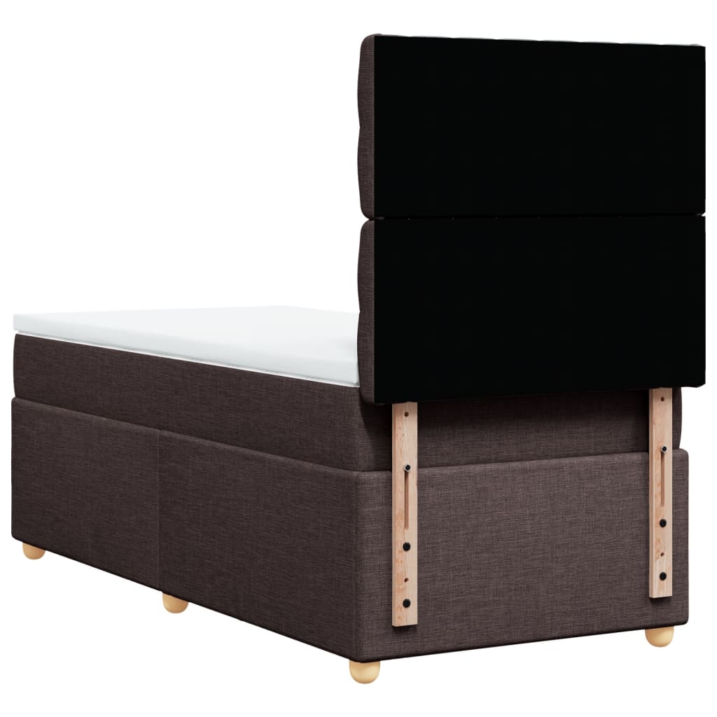 Κρεβάτι Boxspring με Στρώμα Σκούρο Καφέ 90x200 εκ. Υφασμάτινο