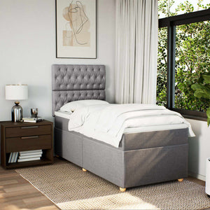 Κρεβάτι Boxspring με Στρώμα Taupe 90x200 εκ. Υφασμάτινο