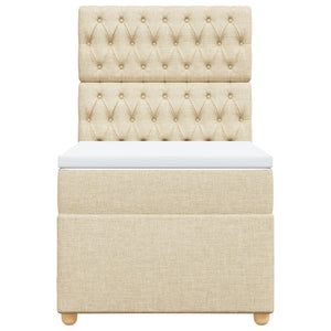 Κρεβάτι Boxspring με Στρώμα Κρεμ 90x200 εκ.Υφασμάτινο - Pakobazaar