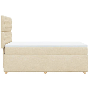 Κρεβάτι Boxspring με Στρώμα Κρεμ 90x200 εκ.Υφασμάτινο - Pakobazaar