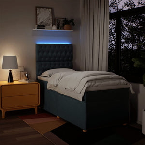 Κρεβάτι Boxspring με Στρώμα Μπλε 90x200 εκ.Υφασμάτινο - Pakobazaar