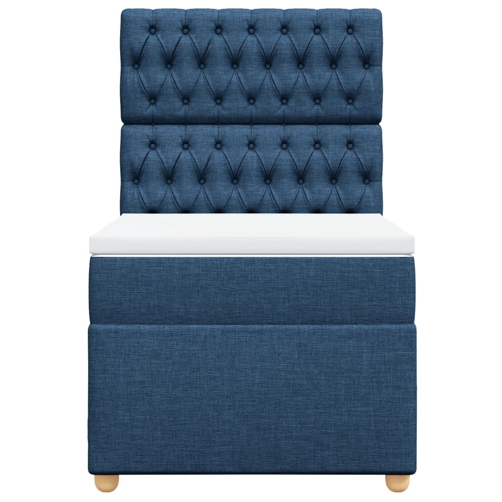 Κρεβάτι Boxspring με Στρώμα Μπλε 90x200 εκ.Υφασμάτινο - Pakobazaar