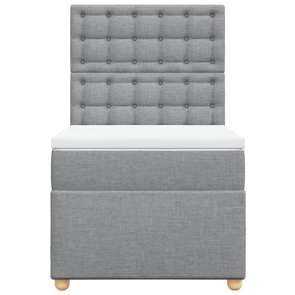Κρεβάτι Boxspring με Στρώμα Ανοιχτό Γκρι 90x200 εκ. Υφασμάτινο - Pakobazaar