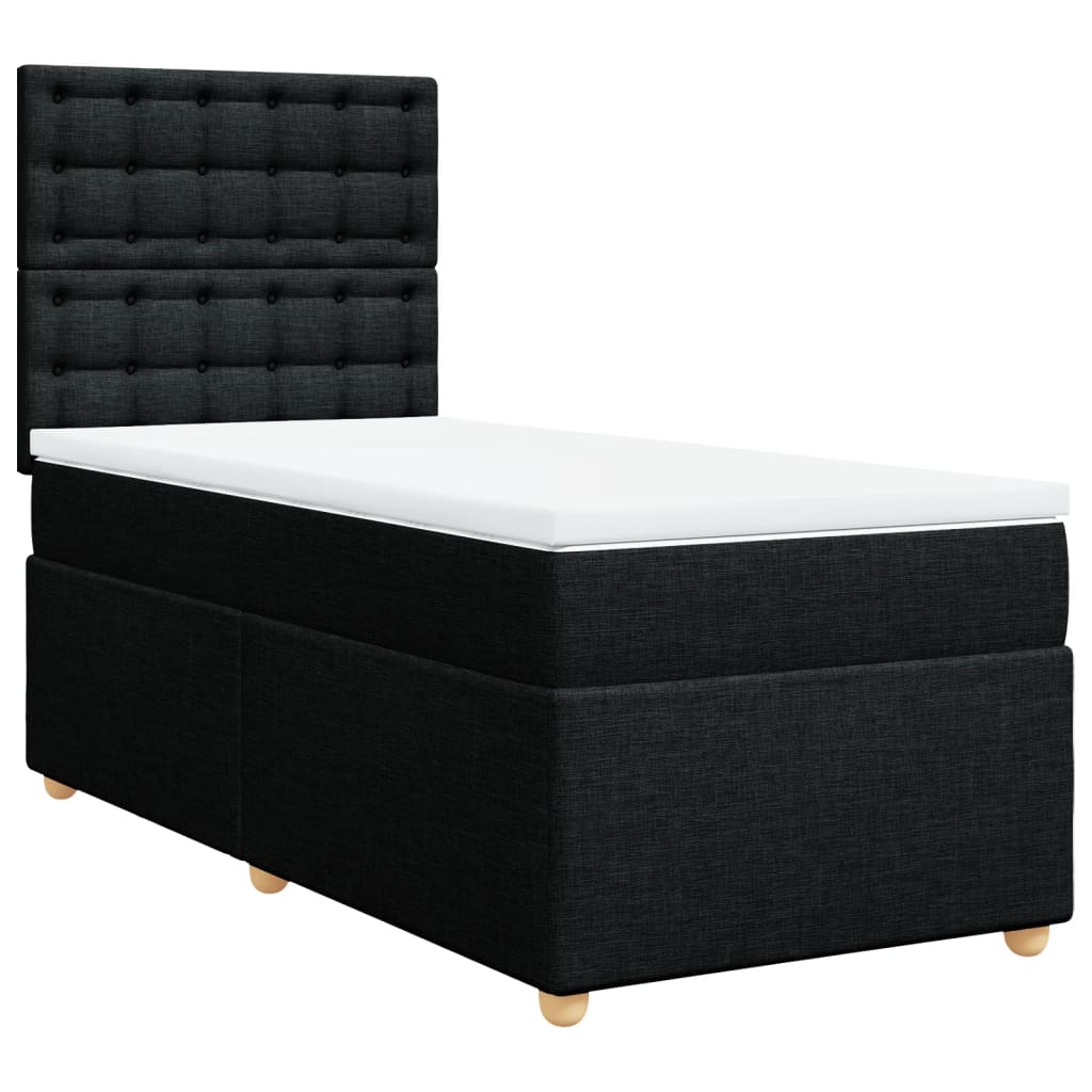 Κρεβάτι Boxspring με Στρώμα Μαύρο 90x200 εκ. Υφασμάτινο - Pakobazaar
