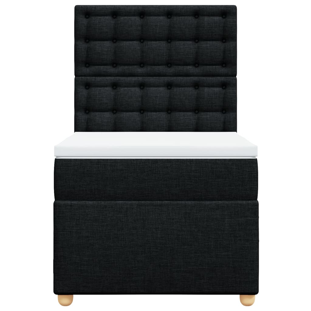 Κρεβάτι Boxspring με Στρώμα Μαύρο 90x200 εκ. Υφασμάτινο - Pakobazaar