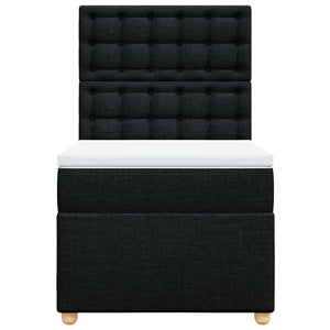 Κρεβάτι Boxspring με Στρώμα Μαύρο 90x200 εκ. Υφασμάτινο - Pakobazaar