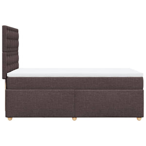 Κρεβάτι Boxspring με Στρώμα Σκούρο Καφέ 90x200 εκ. Υφασμάτινο