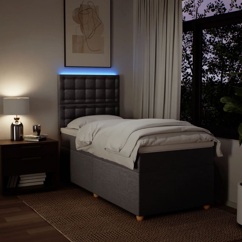 Κρεβάτι Boxspring με Στρώμα Taupe 90x200 εκ. Υφασμάτινο - Pakobazaar