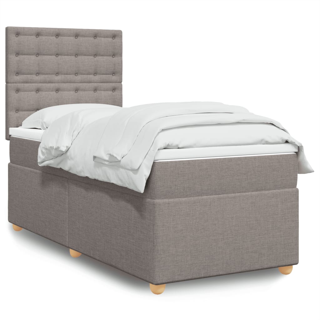 Κρεβάτι Boxspring με Στρώμα Taupe 90x200 εκ. Υφασμάτινο - Pakobazaar