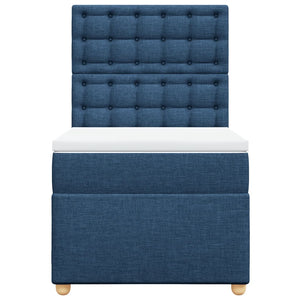Κρεβάτι Boxspring με Στρώμα Μπλε 90x200 εκ.Υφασμάτινο - Pakobazaar