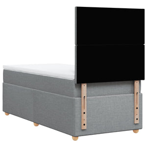 Κρεβάτι Boxspring με Στρώμα Ανοιχτό Γκρι 100x200 εκ. Υφασμάτινο