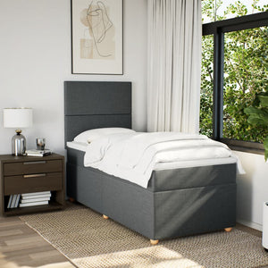 Κρεβάτι Boxspring με Στρώμα Σκούρο Γκρι 100x200 εκ. Υφασμάτινο - Pakobazaar