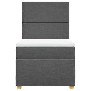 Κρεβάτι Boxspring με Στρώμα Σκούρο Γκρι 100x200 εκ. Υφασμάτινο - Pakobazaar