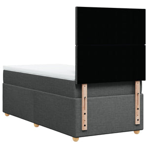 Κρεβάτι Boxspring με Στρώμα Σκούρο Γκρι 100x200 εκ. Υφασμάτινο - Pakobazaar