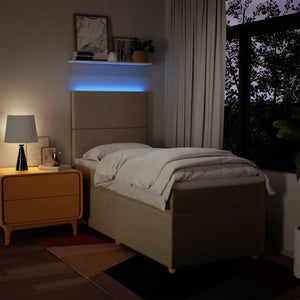 Κρεβάτι Boxspring με Στρώμα Κρεμ 100 x 200 εκ. Υφασμάτινο